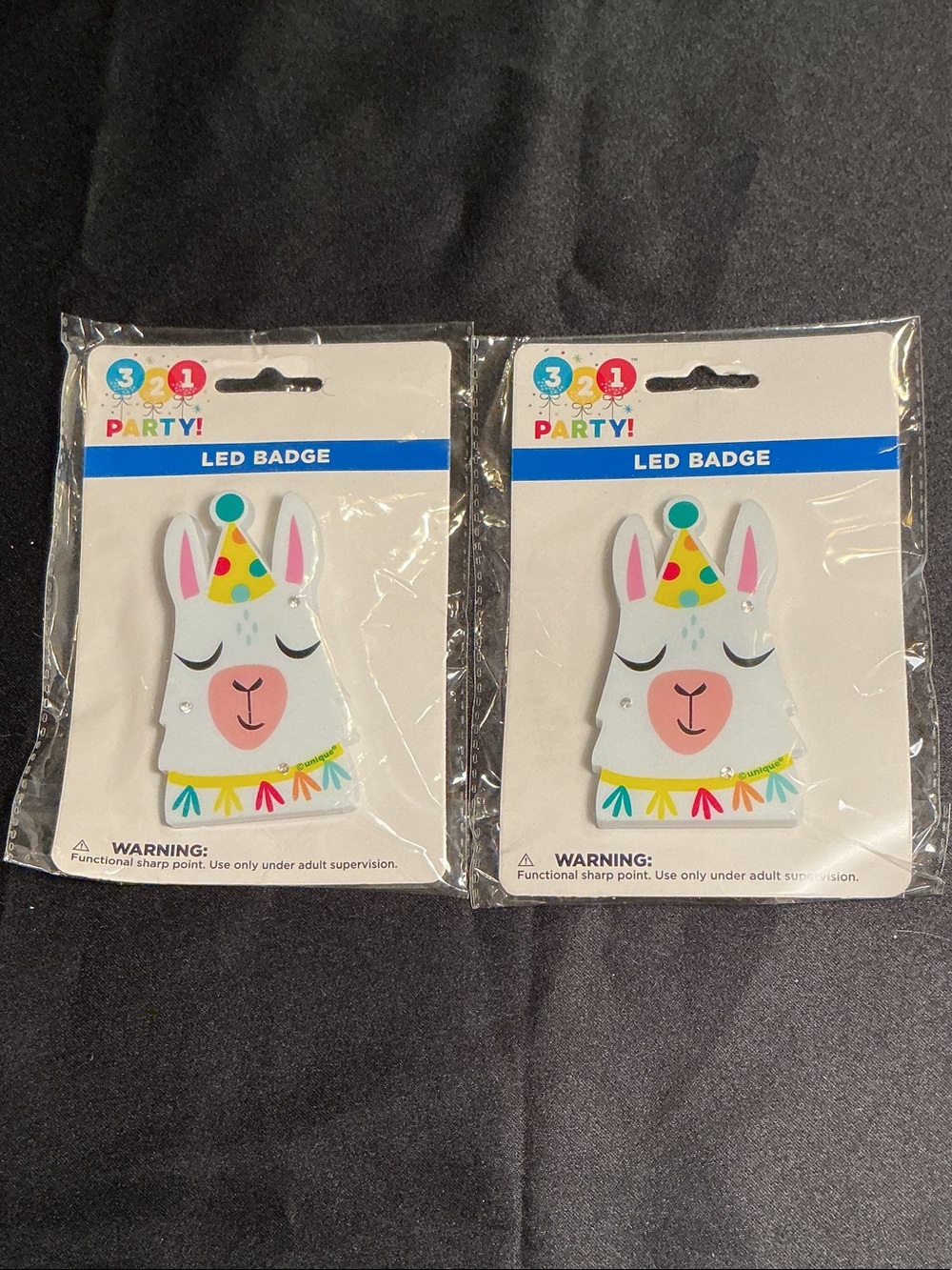 321 Party LED Llama Badge Set of 2 for Parties Events Concerts and Gatherings